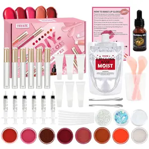 TSVATE Lip Gloss Making Kit, Lip Gloss Kit, Diy Lipgloss Set, Fun Make Your Own Lipgloss Kids Lip Gloss for Girls, Women, Moisturizing Lip Gloss Base, Jojoba Oil, Tubes, Gift for Her