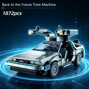 1872pcs Back to the Future Time Machine Compatible 10300 3-In-1 Classic Dmc-12  Technic Car Creative Building Blocks Model Building Gift Toy