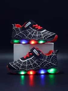 Spider-Man LED Baby Running Shoes, New 2026 Model, Breathable Kids' Sports Shoes, Soft Sole Anti-Slip, Spring & Fall