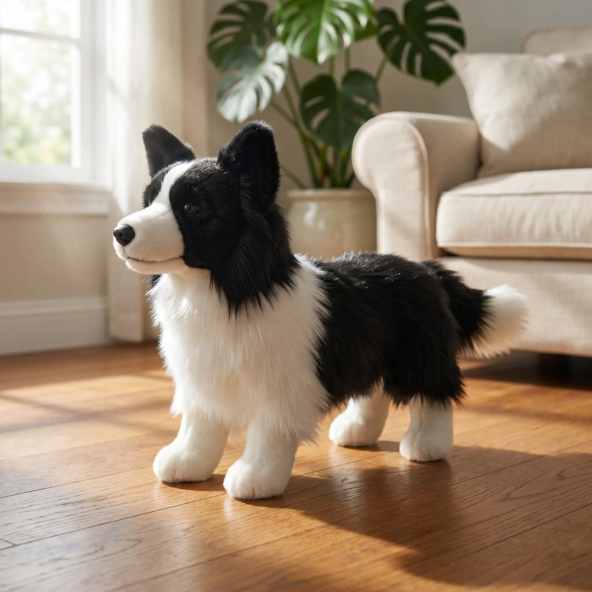 Border Collie Plush Toy, Standing Border Collie Plush Toy, Soft and Cuddly Doggy Friend, Perfect Gift for Kids and Pet Lovers