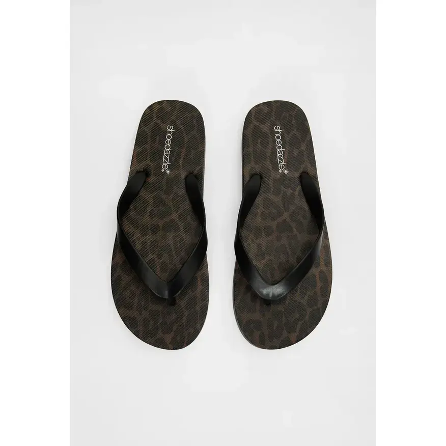 JUST FAB Women's Platform Flip Flops Leopard Print Footbed Thong Slide Sandals PVC Strap Beach Pool Summer Shoes Beach Vacation