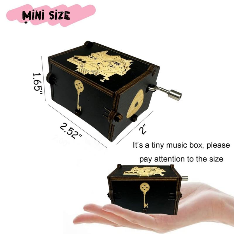 Music Box Coraline Musical Gift Hand Crank Engraved Boxes Gift for Lover, Spouse, Partner black Dreaming