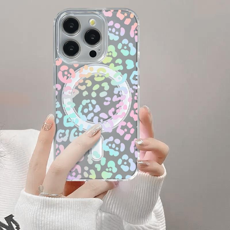 Leopard Print Clear MagSafe Protective Casing, Slim Magnetic Shockproof Phone Cover with Protection, Multi-Model Fit for iPhone 17 ProMax, 17 Air, 16 Plus, 15, 14, 13, 12, 11 - Handheld Mobile Phone Accessory (HMG37)