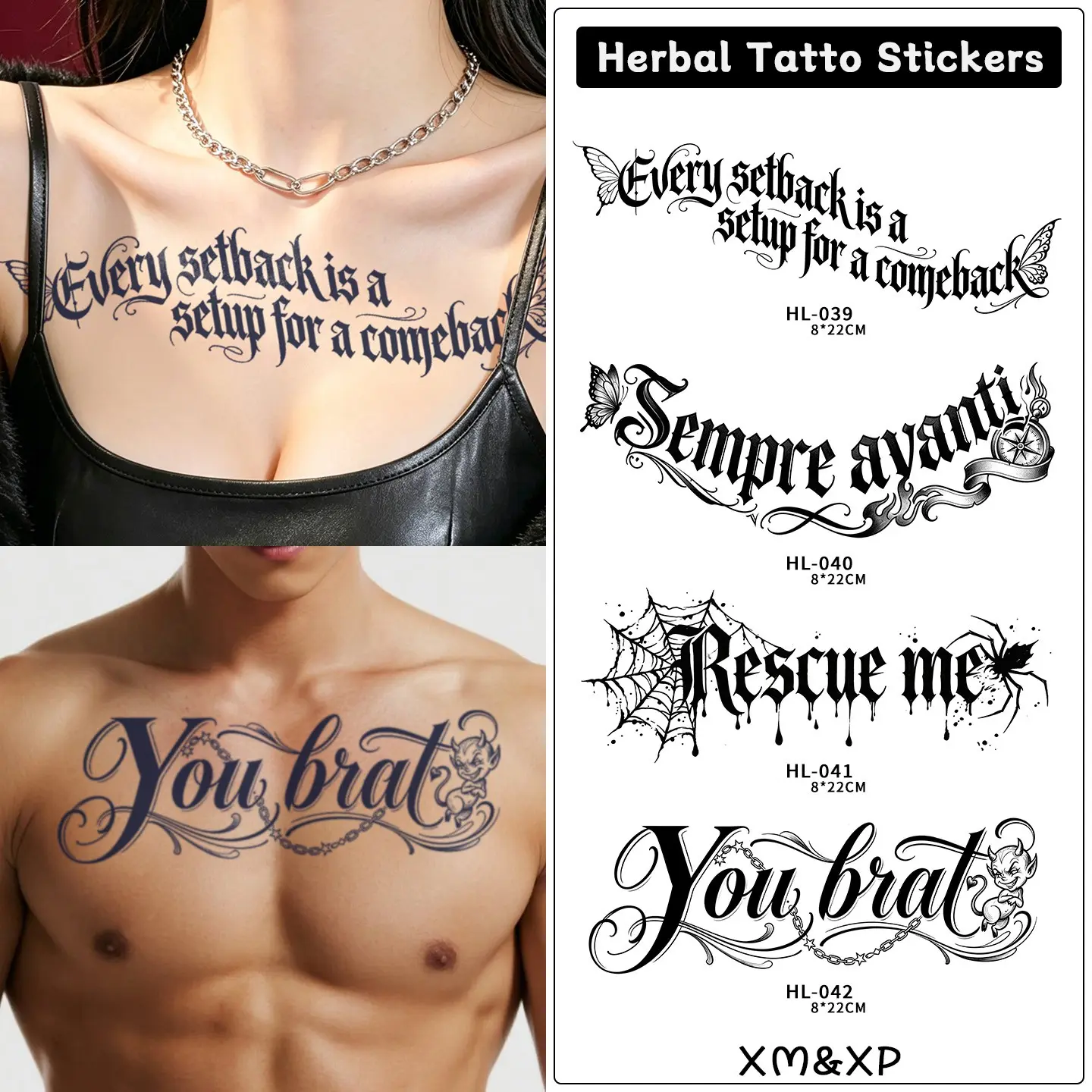 Chicano Gothic Temporary Fake Tattoo Stickers, Long-Lasting 1-2 Weeks, Unisex Body Art for Chest, Back, Arms, Legs, Casual Style