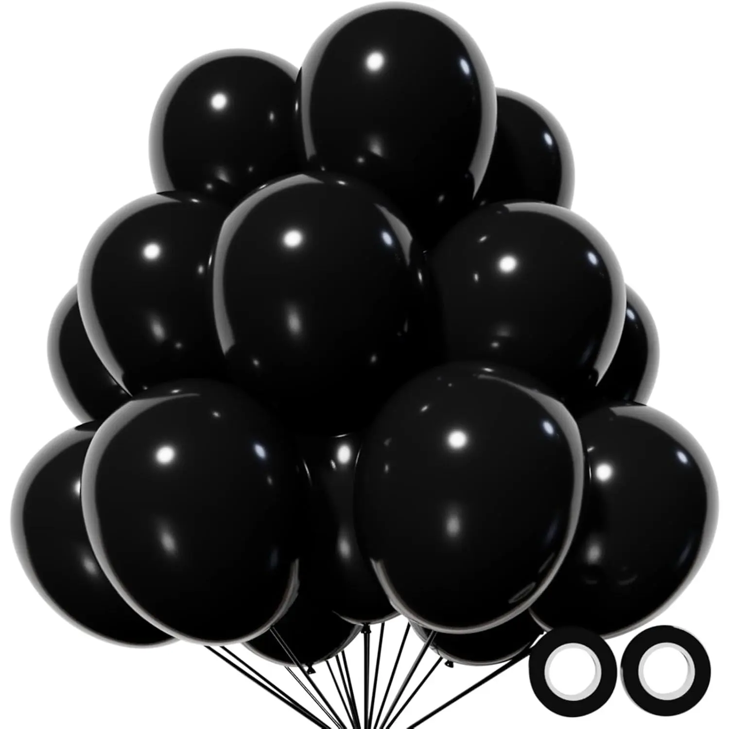 110pcs Black Balloon 12 inch, Black Latex Balloons  Birthday Party Baby Shower Wedding(with 2 Ribbons).