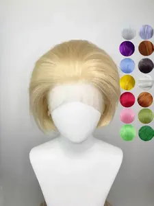 BeiBei 613 Blonde Short Bob Straight Wig for Man 8 Inch 13*4 Synthetic Lace Wigs 150% Density with Heat Resistant Fiber Hair Wig