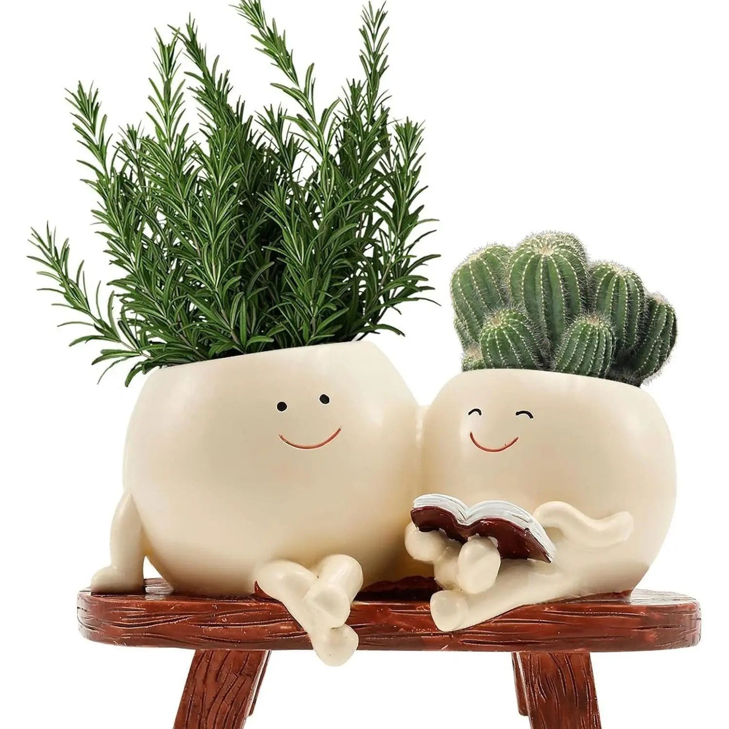 Creative Face Swing Chair Resin Planter, Unique Head Shape Succulent Pot, Breathable Drainage Holes, Indoor Outdoor Decorative Flower Vase