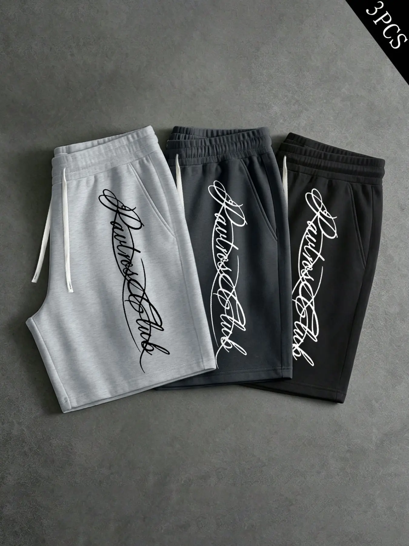 3-Pack Unisex Drawstring Waist Streetwear Casual Comfy Sporty Sweatpants, Embroidered Sporty Style, Short Knit Pants for Summer, Ideal for Gifts & Events