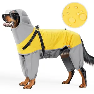 New Waterproof Dog Raincoat with Hood & Clear Visor, Colorblock Pattern Design, Suitable for Medium & Large Dogs, Pull-On Design #GLOBAL PICKS