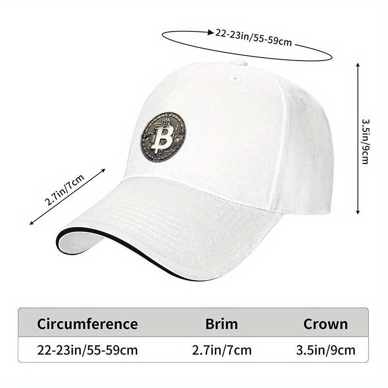 [Adventure Ready, Bitcoin Logo Cap] Lightweight Adjustable Bitcoin Logo Baseball Cap |   Soft Polyester Dad Hat with White Accents, Ideal for Outdoor Activities, Fit, Outdoor Headwear, Sleek Cap Design, Durable Headgear