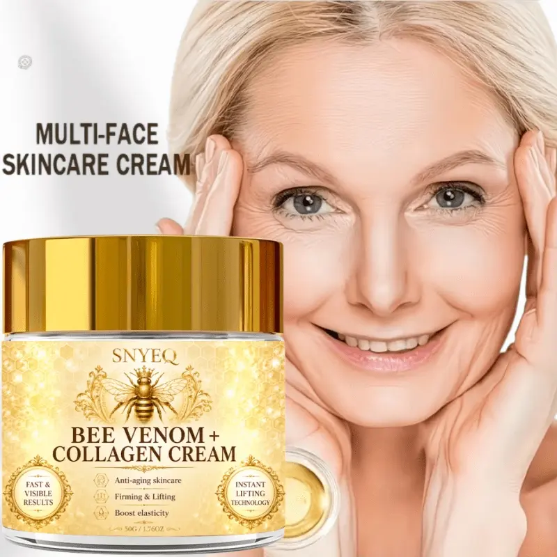 BEE VENOM+COLLAGEN CREAM, FAST & VISIBLE RESULTS, INSTANT LIFTING TECTNOLOGY, Suitable for Sagging Skin and Facial Wrinkles, Helps the Face Appear More Firm, Lightens Dry Lines, Minimizes Signs of Aging, Provides Powerful Firming