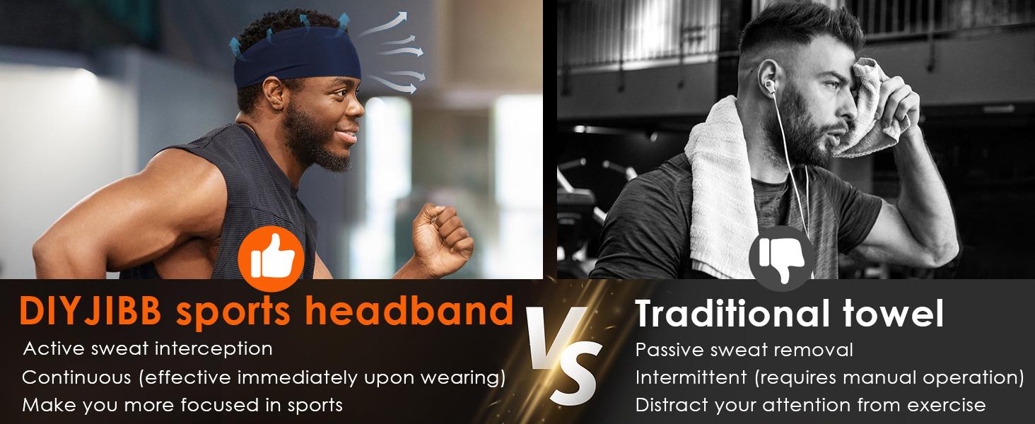 Sport Headbands for Men - 7 Pcs Sweat Absorbent Running Headband for Fitness Workout Running Rugby Baseball Yoga High Intensity Interval Training, Unisex Sweatband for Both Men and Women