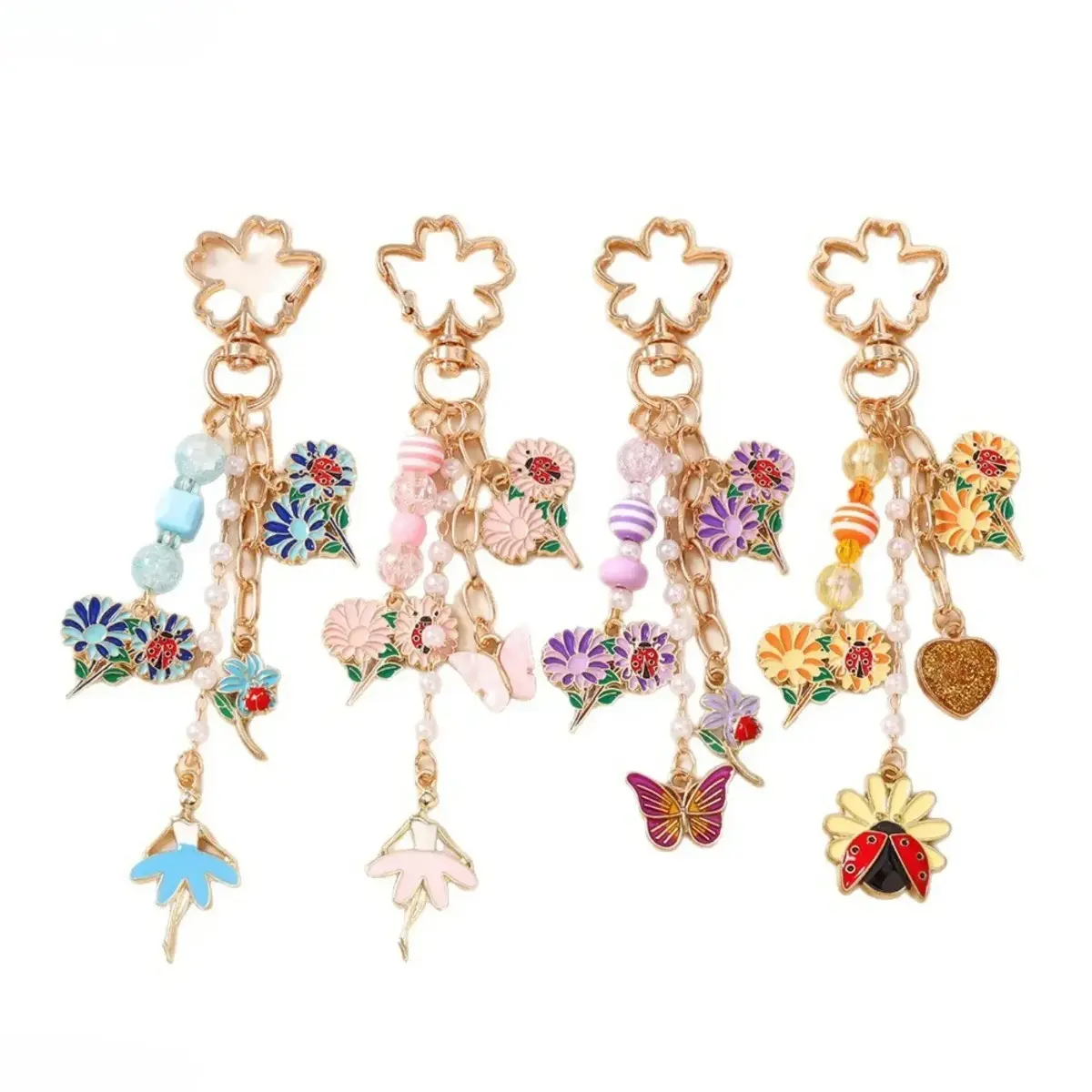 Butterfly Floral Alloy Keychain, Elegant Acrylic Bag Pendant Decoration, Lightweight Charm for Handbags and Luggage, Metal, Daily Fashion, Exquisite Design, Decorative, Unisex, Diy Luggage & Bag Pendant Accessory, Alloy Diy Bag Accessories tiktokshopbackt