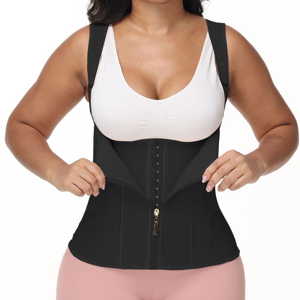 Women Waist Trainer Steel Bones Tummy Control Shapewear Premium Belly Control Body Shaper Tank Top Adjustable Shoulder Straps Vest Brazilian Faja