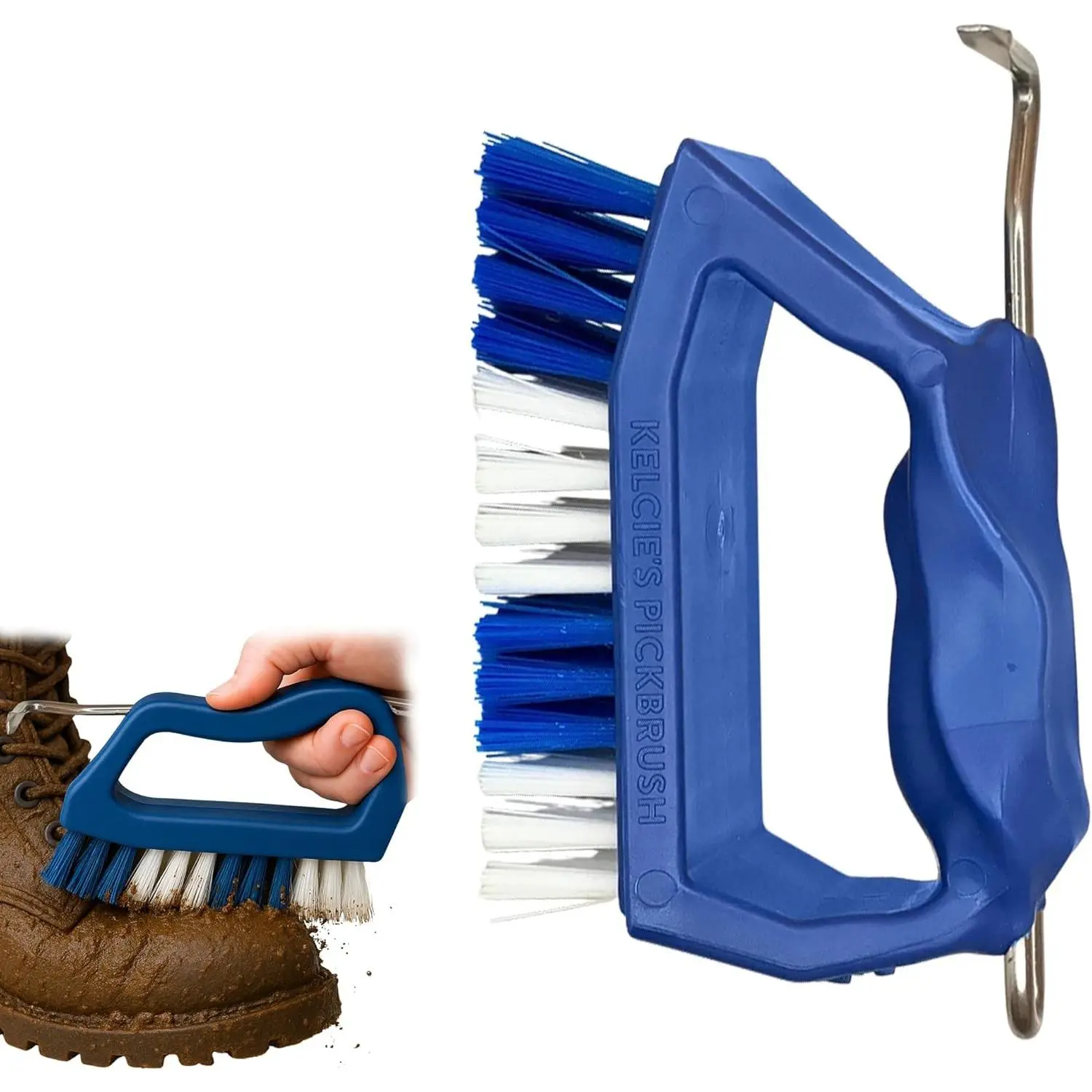 Handheld Shoe Cleaning Brush with Pick for Cleaning Mud Off Shoes in Minutes - Boot Brush & Cleat Cleaner for Golf, Soccer & Other Outdoor Footwear - Heavy-Duty Stiff Bristles Boot Scrubber