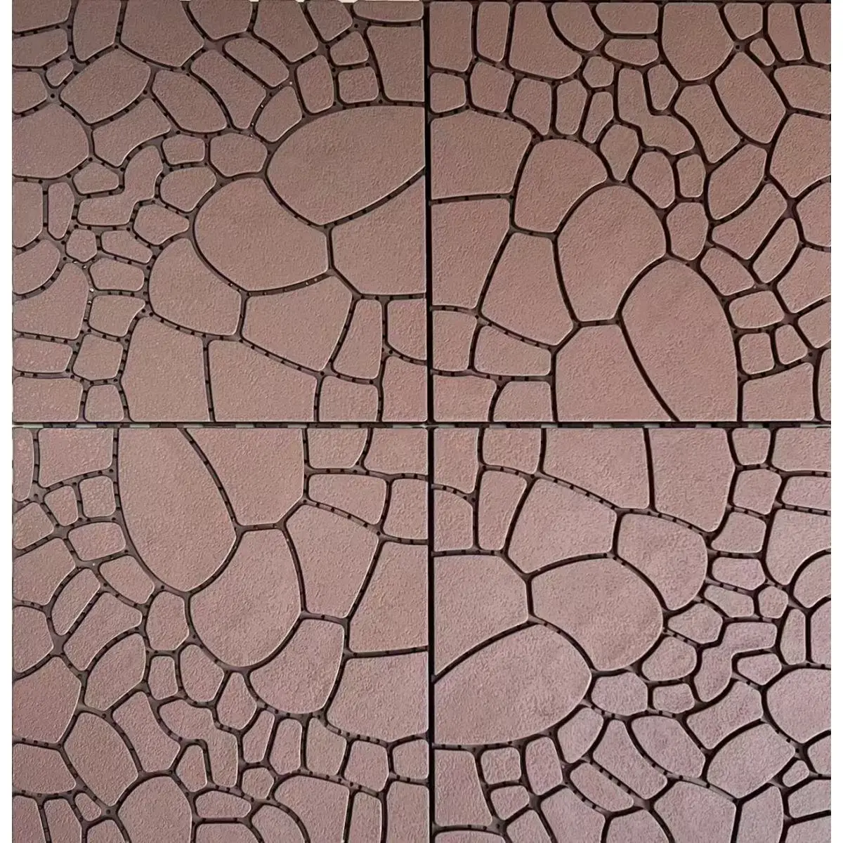 44-Piece PP Polypropylene Wood-Look Outdoor Tiles for Patio & Balcony, 12" Brown Stone Texture Durable Deck Panels (1 sq ft Each), Eco-Friendly Anti-Expansion DIY Modular Flooring with Water Drainage, Quick French Laid Installation