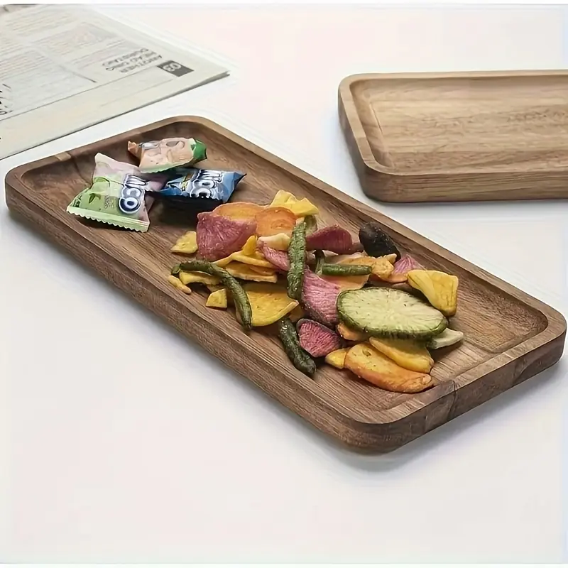 Rectangular Wooden Serving Tray Natural Wood Plate For Coffee Snack Jewelry Dessert Home Table Decor