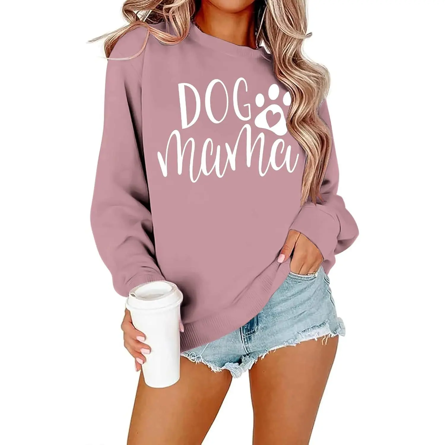 Summer goth clothes Summer goth clothes ALLTB Dog Mom Sweatshirt Women Dog Mama Graphic Shirt Cute Paw Shirts Puppy Lover Pullover Casual Long Sleeve Tee Tops,Muppet