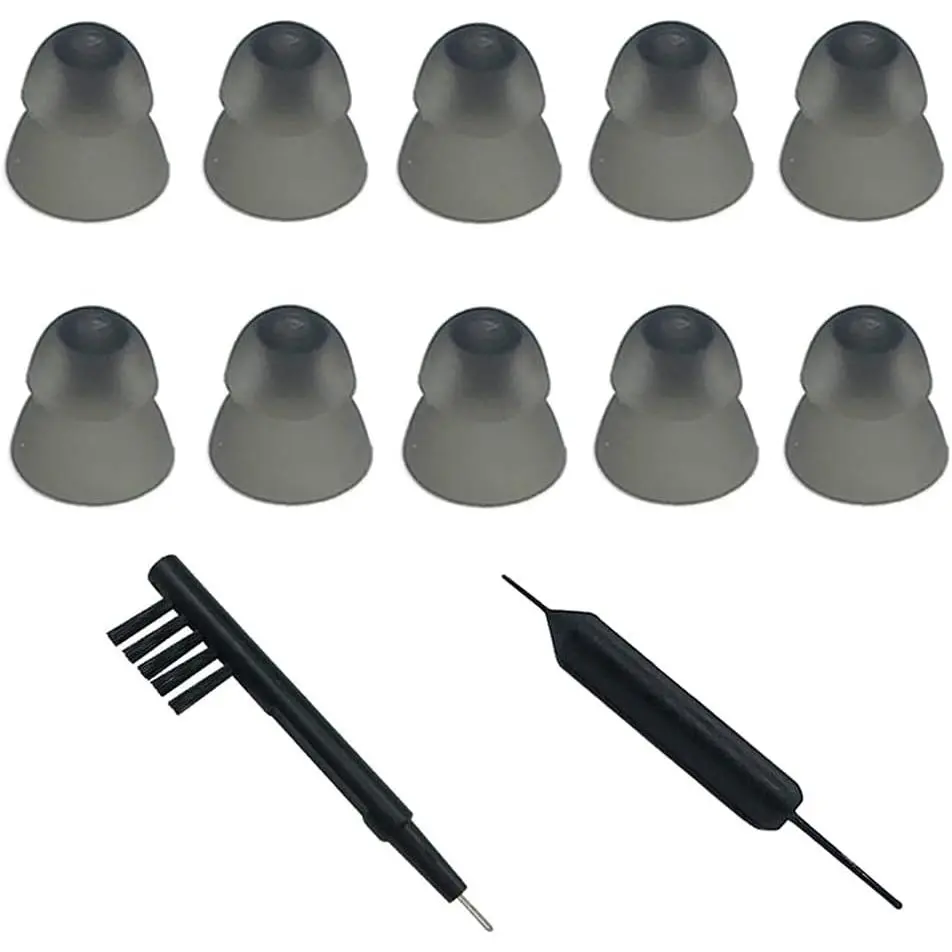 Hearing aid ear tips (compatible with Resound Sure Fit Style RIC RITE and Open Fit BTE hearing aids), comes with a cleaning tool, cleaning brush, and storage case (Smokey, small size) Healthcare Transparent