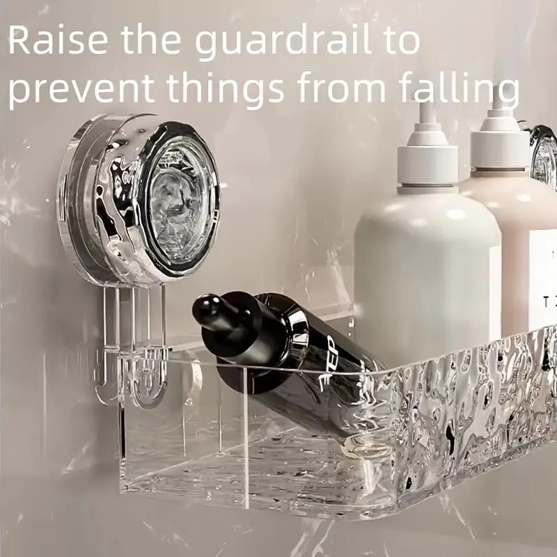 Modern Wall Mounted Bathroom Storage Rack, Suction Cup No-drill Organizer Rack, Bathroom Vanity Countertop Accessory Holder, Hanging Shelf for Toiletries and Essentials, Hangable