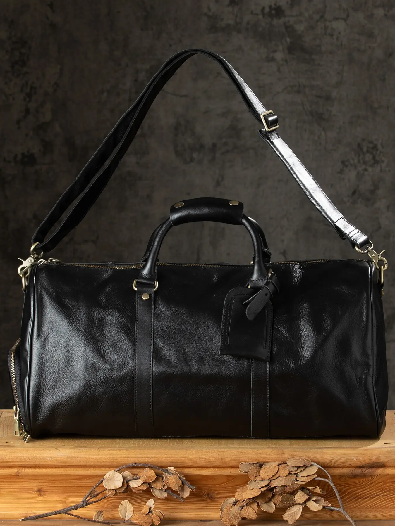 Men's Travel Bag, Large Capacity Leather Luggage, Business & Fitness Use, Crossbody Shoulder Bag, High-Quality Full-Grain Leather