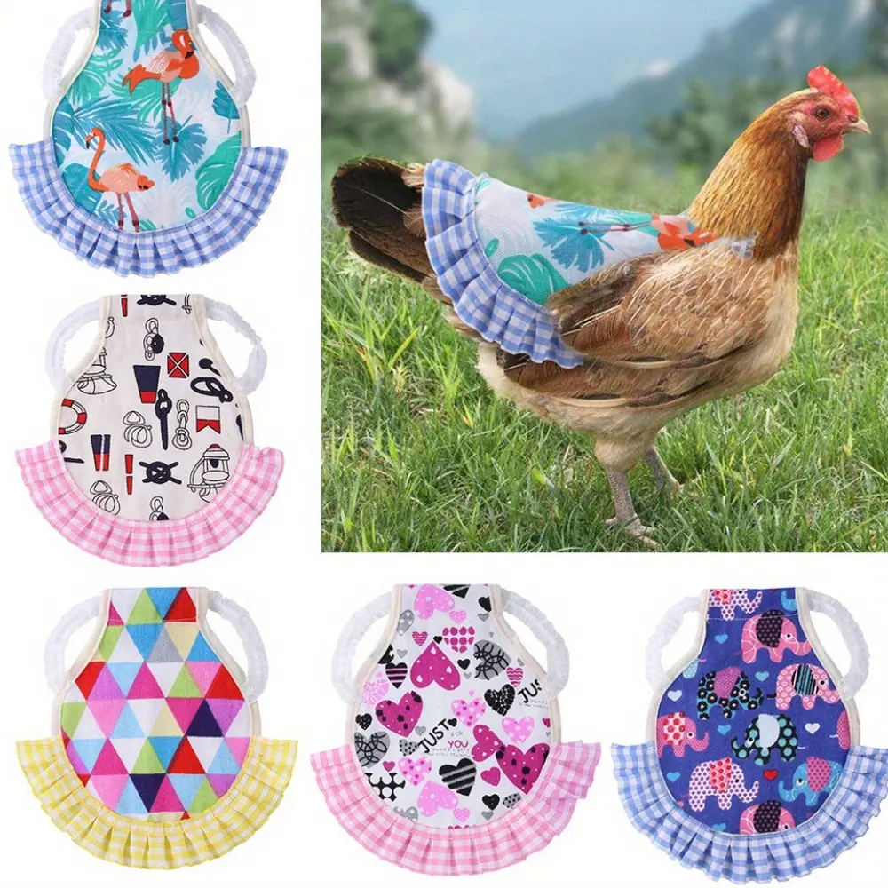 New Chicken Clothes Pet Chicken Vest Elastic Band Ruffled Clothing Chicken Duck Goose Chest Vest [Random Pattern Position]