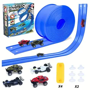 13 Feet Anti-Gravity Racing Track Set, DIY Assembly, 360° Rotating Soft Track, Compatible with 1/64 Scale Cars, Ages 3+, Educational Toy