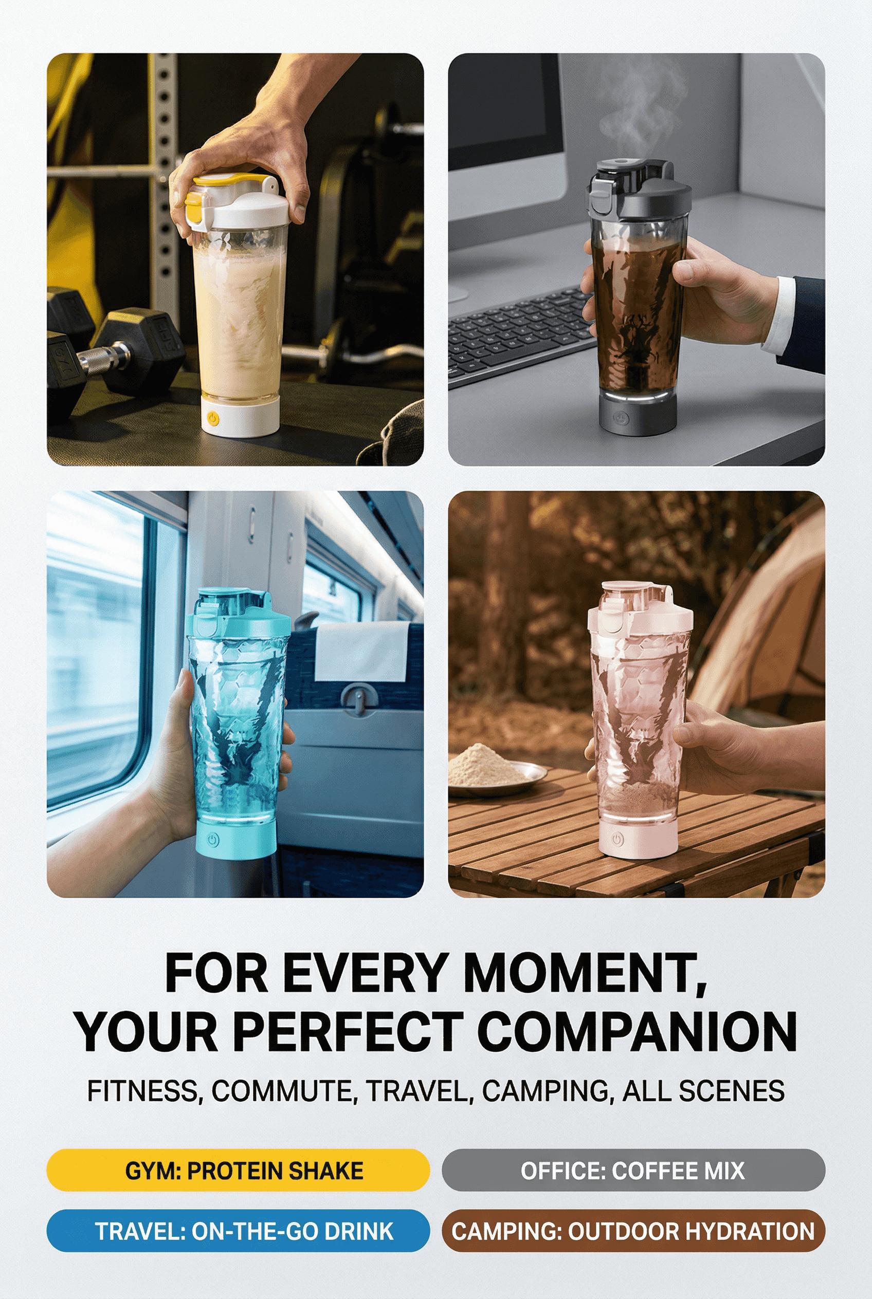 Electric Protein Shaker Bottle - Smart Blender Bottle, Leak-Proof Design, BPA-Free Tritan,USB Rechargeable Mixer Cup for Shakes and Meal Replacements