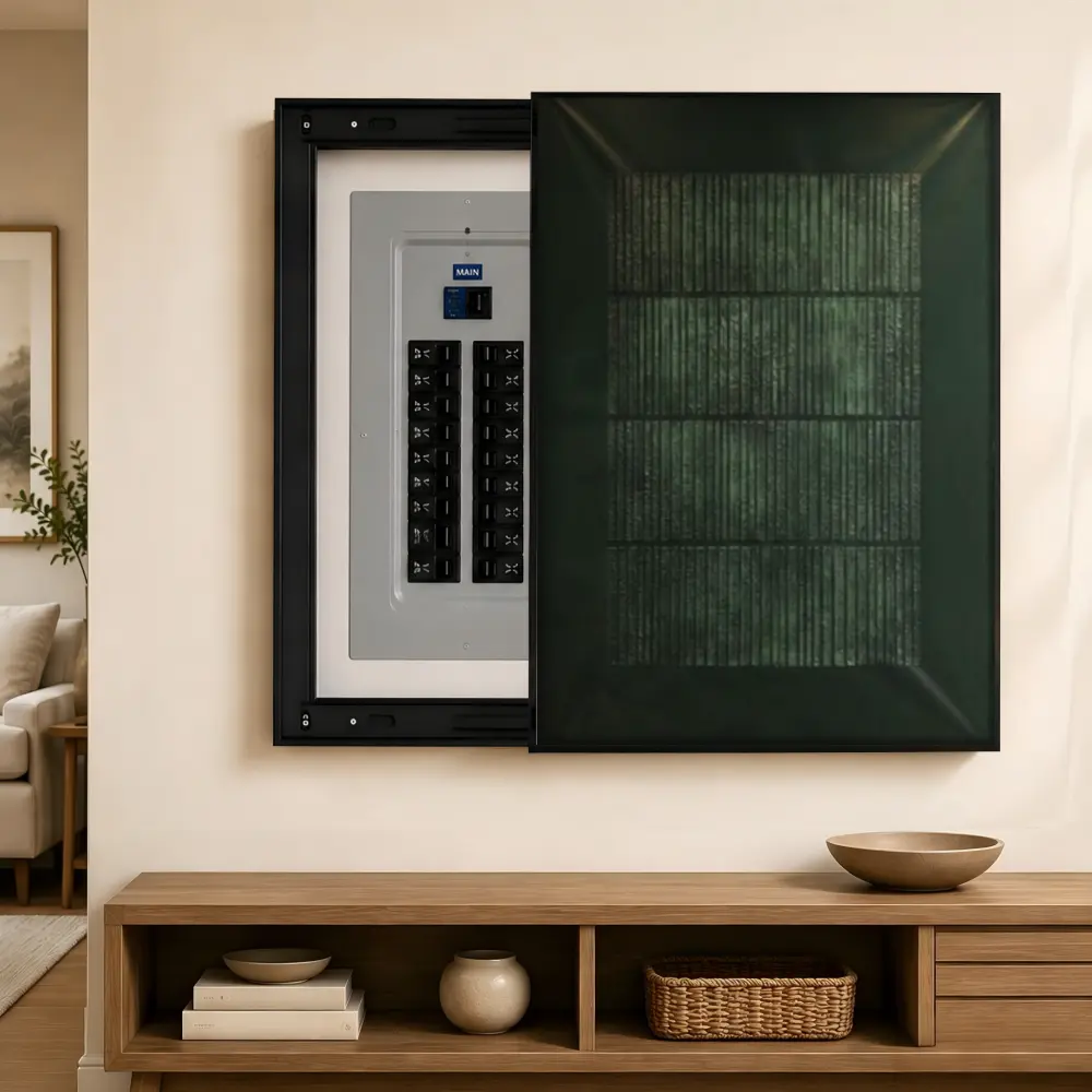 Modern, Breaker Box Cover Fuse Box Cover Electrical Panel Cover Decorative, Abstract Green Forest Texture Pattern, Aluminum Alloy Frame With High Quality Canvas, Living Room Home Office