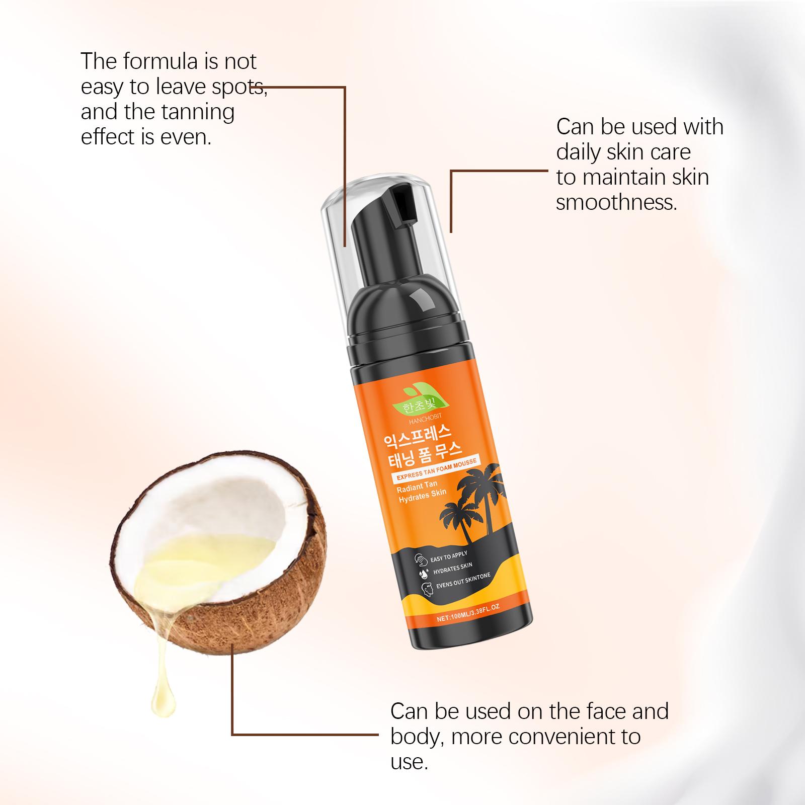 HANCHOBIT Daily Tanning Foam Mousse Even Skin Tone Long-lasting Gentle Moisturizing Body Care Mousse