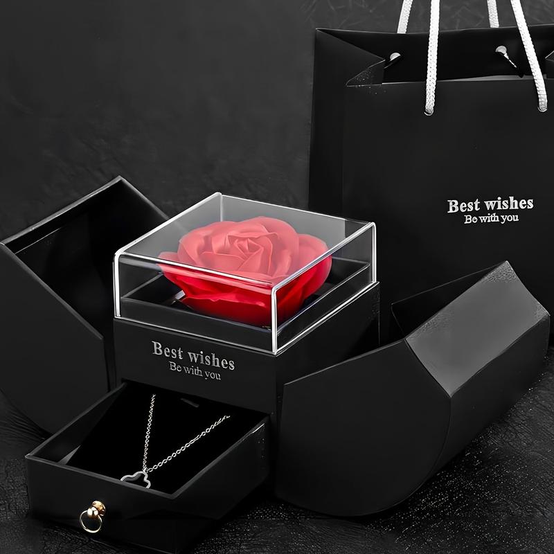 100 Languages Heart Shaped Preserved Rose I Love You Necklace for Mom, Wife, Girlfriend on Mothers Day, Valentines Day