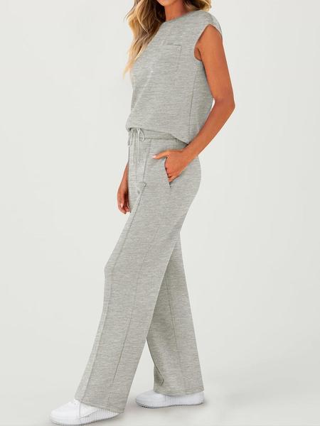 2 Piece Women's Sleeveless Casual Sports Set, Fashionable Wide Leg Athletic, Stylish Sportswear for Comfort, Athleisure Wear Set