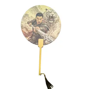 Eastern Echo Handmade Chinese Heritage Round Hand Fan - Messi & CR7 "God of War" Bamboo Art Decor, Room Decor for Stadium Themed Spaces