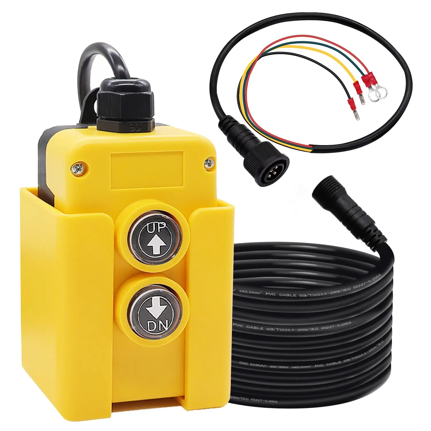 12V DC 4-Wire Compact Dump Trailer Remote Control Switch - 2.8"x2.1"x5.4" ABS Double Acting Hydraulic Pump Power Unit, 4m Cable, with Instructions for Dump Trailers, Elevators, Cranes, Truck Lift Gate Use