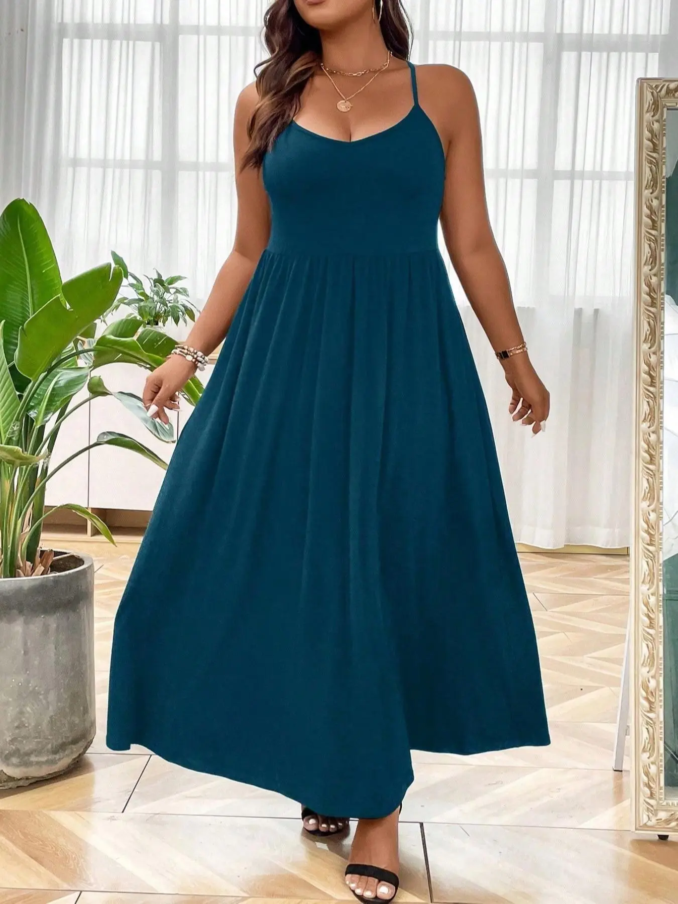 Plus Size Criss Cross Backless Cami Dress, Casual Solid Sleeveless Spaghetti Strap A-Line Dress for Summer, Women's Clothes for Party Holiday - TikTok Shop Plus Size Criss Cross Backless Cami Dress, Casual Solid Sleeveless Spaghetti Strap A-Line Dress for Summer, Women's Clothes for Party Holiday - TikTok Shop