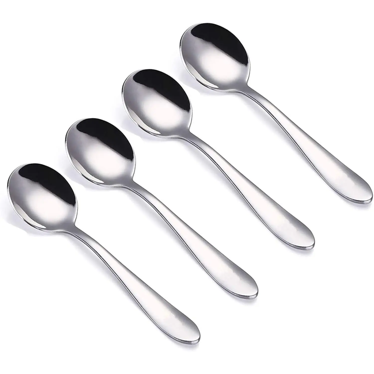 4-  Spoons Round Stainless Steel  Dinner Spoons   Cutlery Set 5.8-inch (4 round spoons)