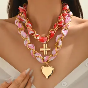 Y2K Aesthetic Choker Set, Retro Resin Link Chain with Gold Charms for Women, Perfect Matching Accessory for Best Friends, Date Nights and Summer Outfits