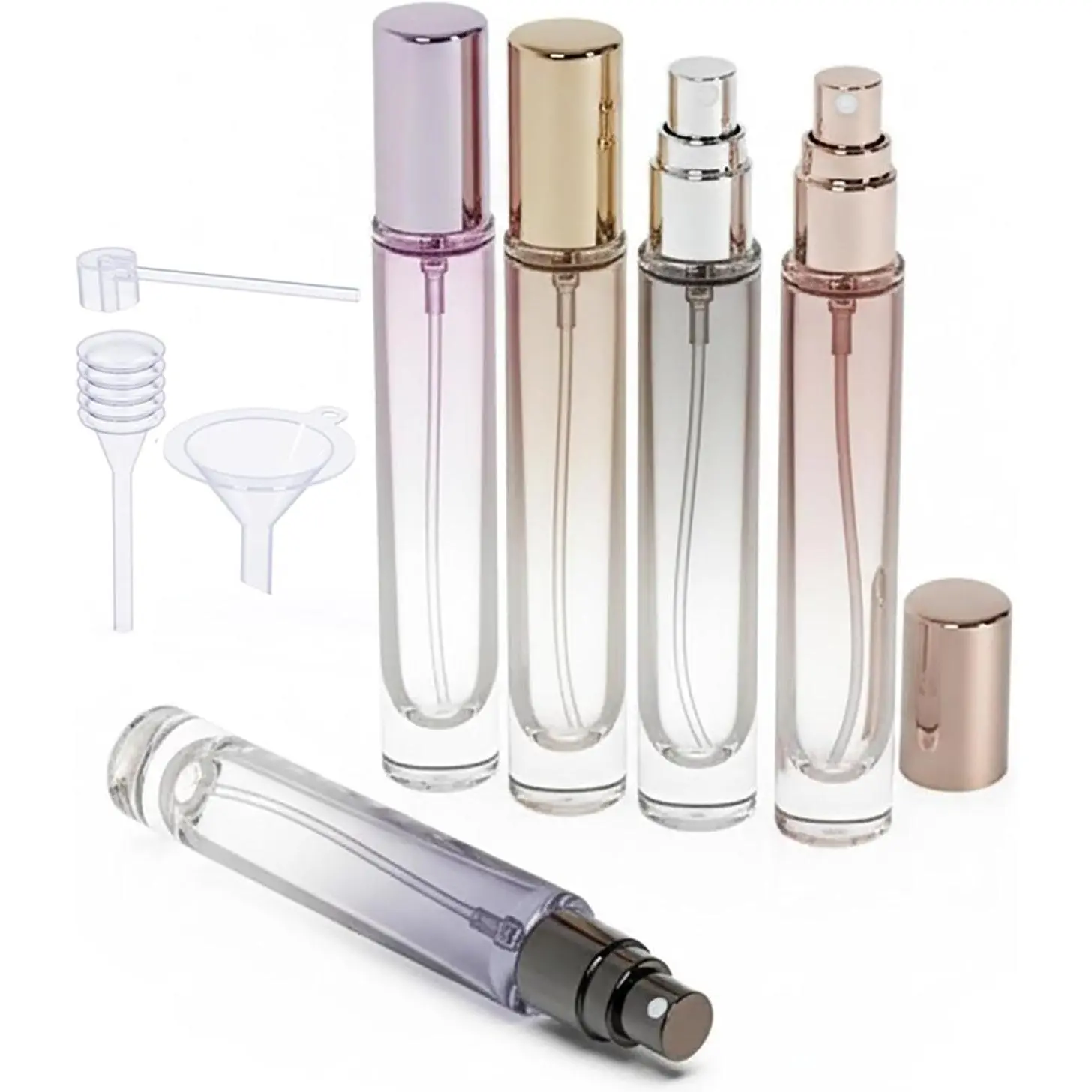 10ml 5Pack Round Glass Perfume Refillable Atomizer For Travel and Sample Container, Mini Empty Cologne  Bottles ()