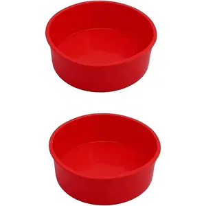 2pcs 6 Inch Round Non-Stick Silicone Cake Baking Molds, Quick Release for Cheesecake Chocolate Cake Brownie Puddings