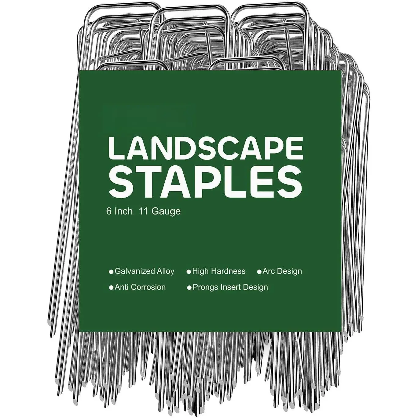 20 Pack Landscape  6 Inch 11 Gauge Heavy Duty Hot-Dip Galvanized Steel Garden Stakes U-Shaped Weed Barrier Spikes Metal Ground Pins for Lawn and Yard Landscaping