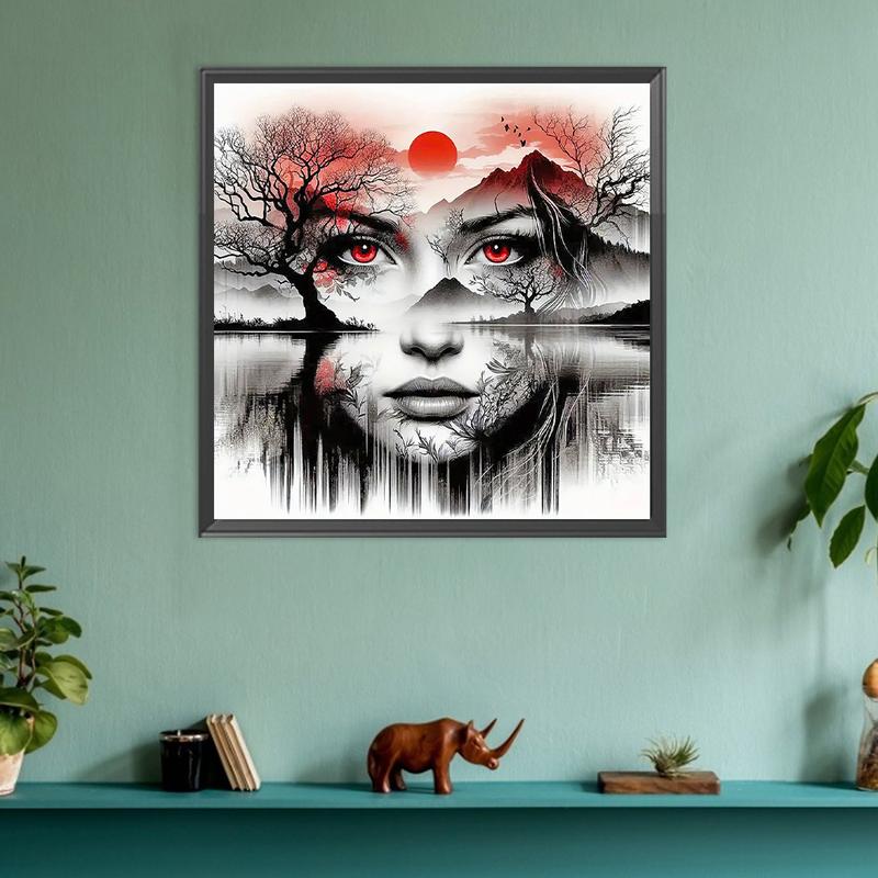 Paint By Numbers Kit On Canvas DIY Oil Art Silhouette Girl Face Picture40x40cm