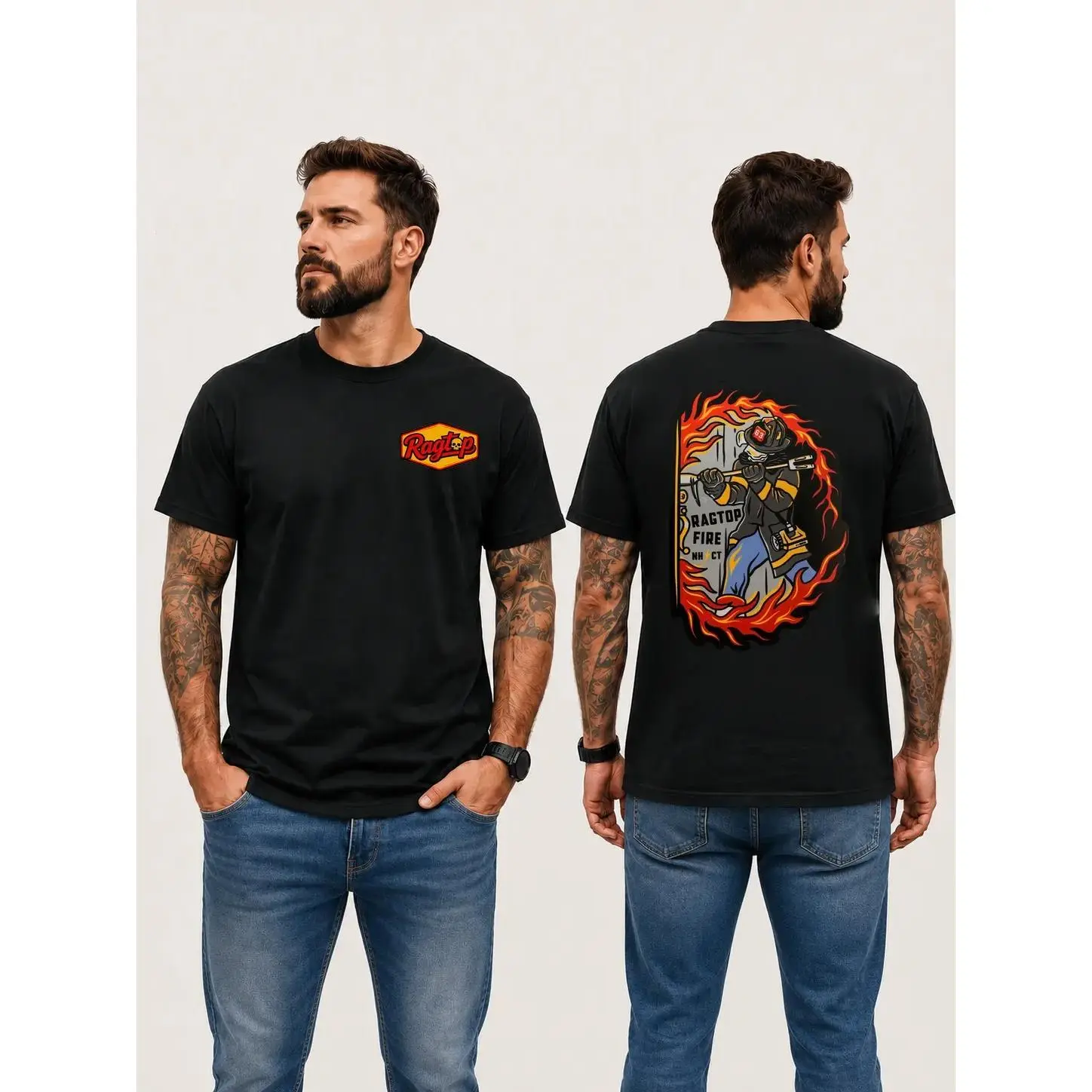 Your Neighborhood Locksmith Firefighter Skull T-Shirt, 2-Sided Ragtop Graphic Tee, Firefighter Skull Cotton Shirt for Fire Service Enthusiasts, Shirts for men