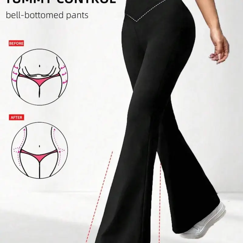 New Women's Cross Design Fitness Joggers, High Waist Flare Pants, Fitness Trousers, Slim Fit, Ideal for Gym, Pilates, Yoga, Outdoor Activities, All Seasons