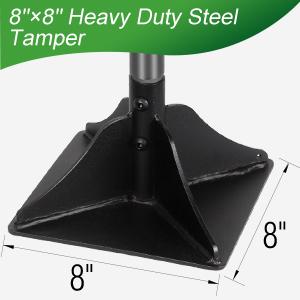 Walensee Steel Tamper with 48 inch Handle 8"x8" Garden Tamper with Rubber Grip All-Steel Heavy Duty Tamper Tool for Leveling Ground Gravel Soil Asphalt Sand Installing pavers and Repairing Blacktop