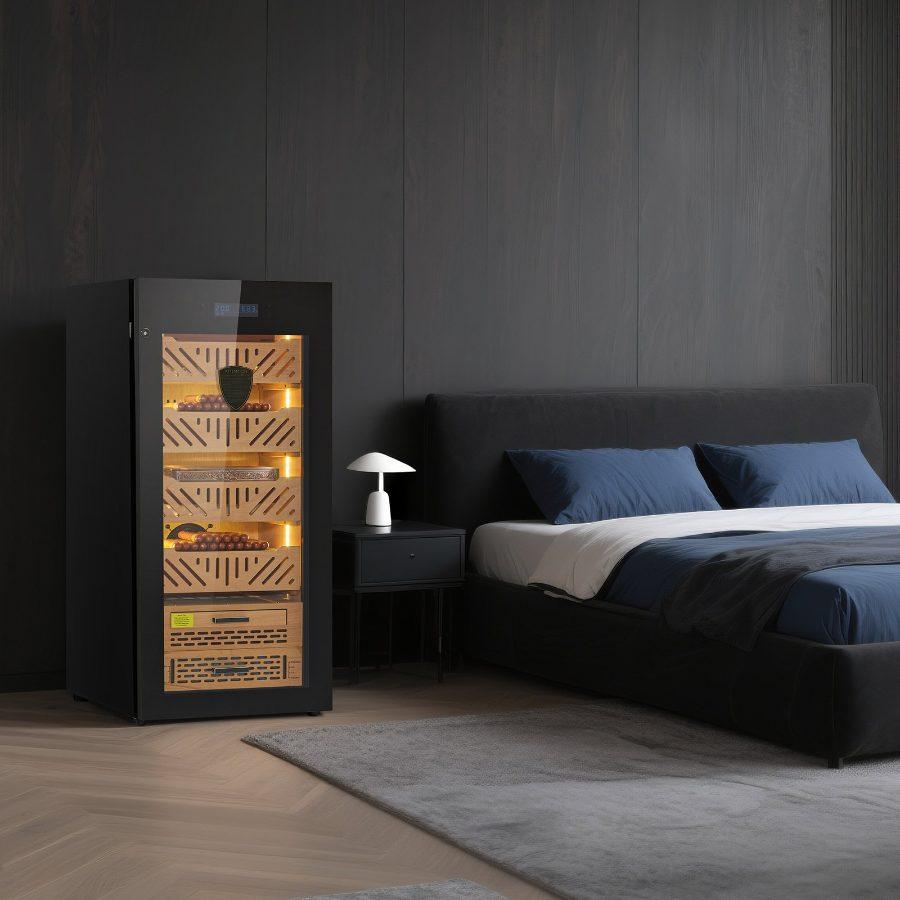 VEVOR Electric Humidor, 105L, 1000 Counts Electric Cigar Humidor Cabinet with Compressor Cooling, Constant Humidity Temperature Control, Spanish Cedar Wood Shelves Drawers, 4 Layers, for Household