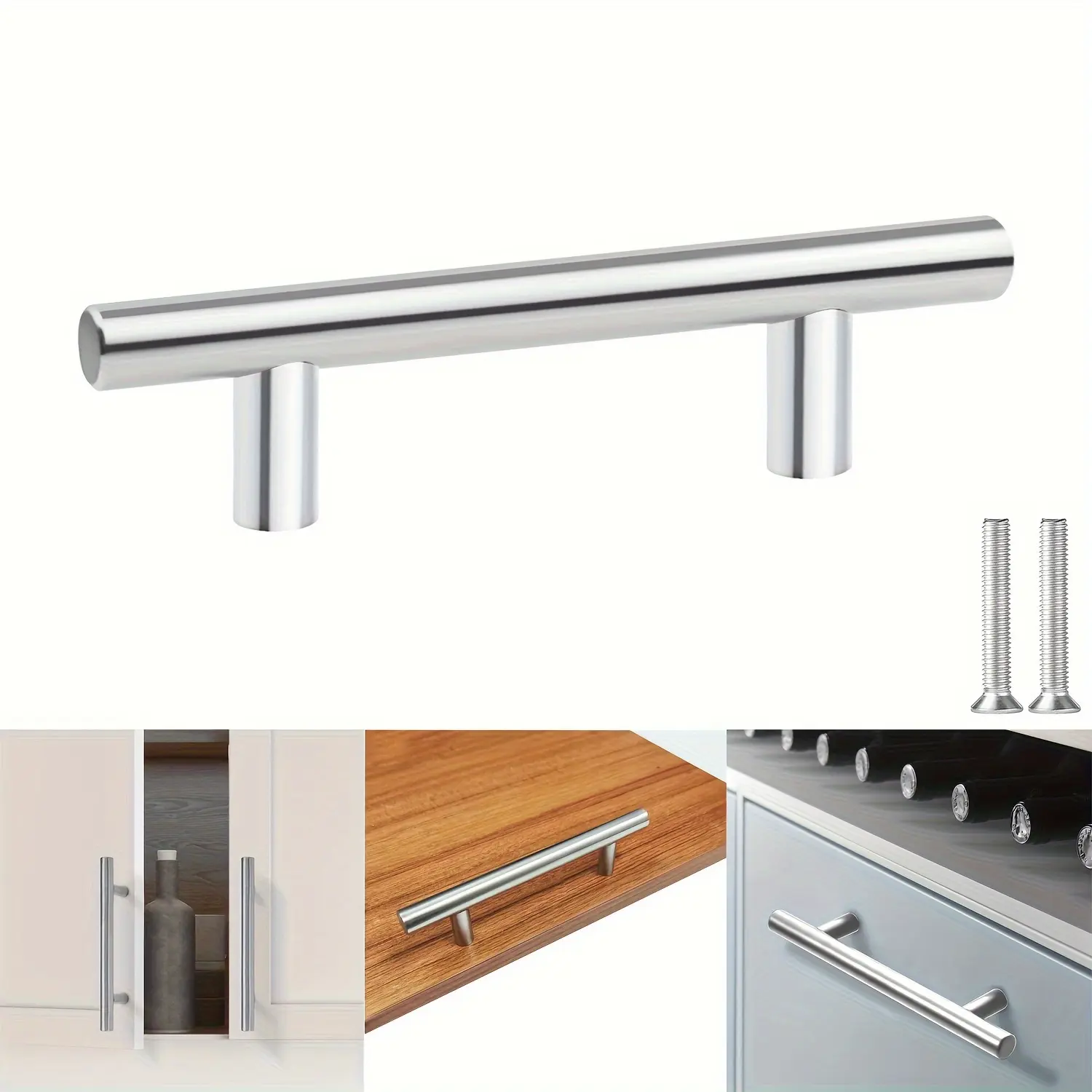 20-Pack Brushed Nickel Stainless Steel Cabinet Handles - 5.9 in Length, 3.7 in Hole Center Distance, Easy-Install Modern Kitchen Hardware, Minimalist Durable Drawer Pulls for Home Renovation
