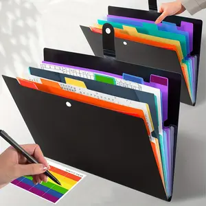 set of multifunctional expandable folders |   A4 letter size 7-pocket document organizer with labels, suitable for school, office, and home document storage