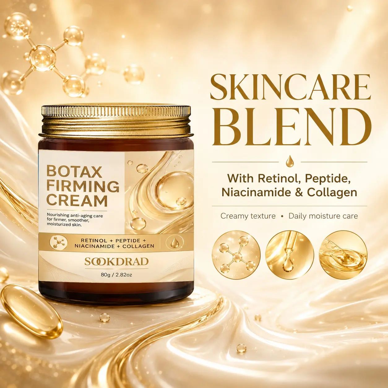 Botax Firming Cream, retinol, peptide, niacinamide, collagen, nourishing anti-aging care, firming, smoothing, moisturizing, 80g/2.82oz