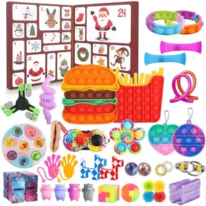 Christmas Countdown Fidget Advent Calendar 24 Days of Surprises Fidget Toys Box for Kids Teens and Adults Includes Push Bubble Infinity Cube and Fidget Spinner