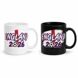 England 2026 Soccer Ceramic Mug |   11oz 15oz English Football Fan Cup |   St George's Cross Supporter Souvenir Mug